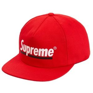 Red underline 5-panel supreme hat